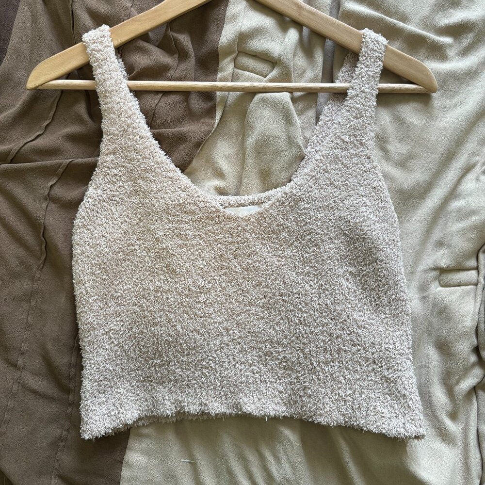 Seven Sisters Taupe Comfy Knit Cropped Tank Top